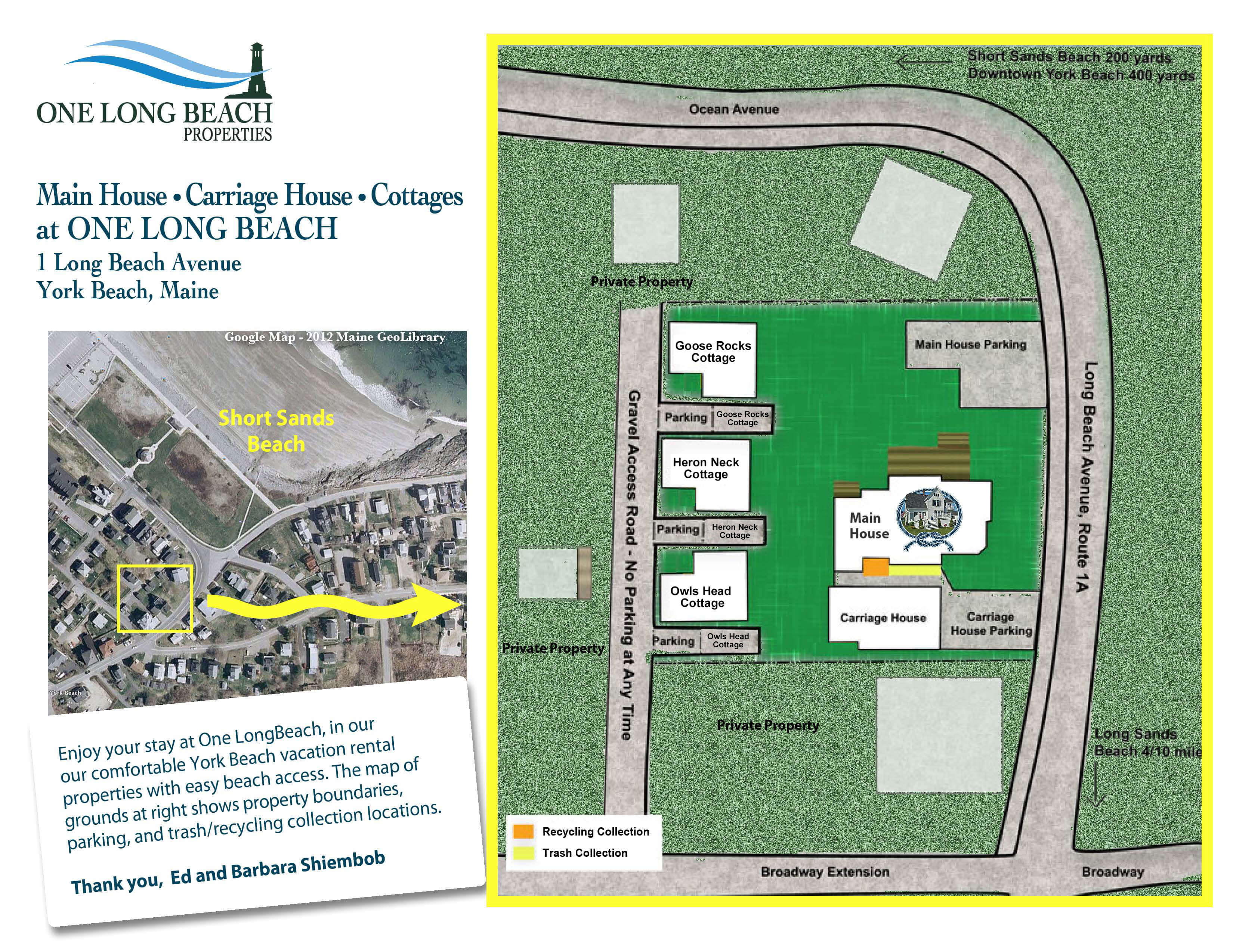 One Long Beach Properties - Main House, Carriage House, Cottages Map